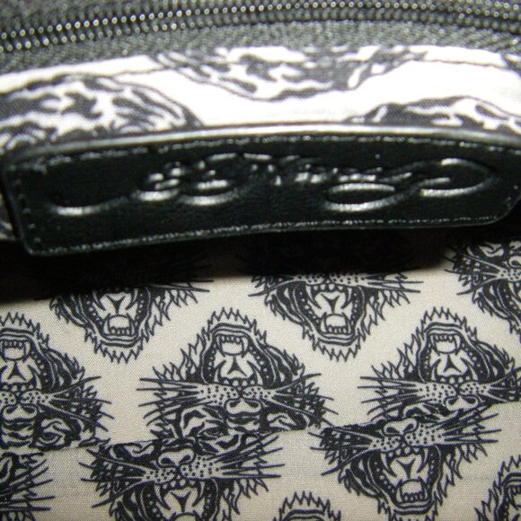 Ed Hardy Tiger Rhinestone Satchel Crossbody Bag Black NWT - Picture 14 of 16